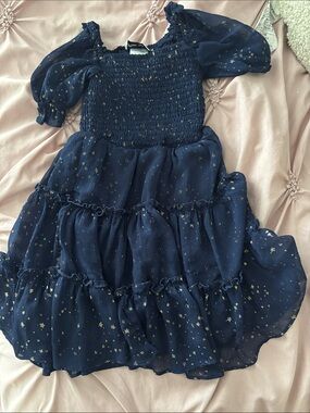 Rare Editions Navy Dress with Gold Flecks
